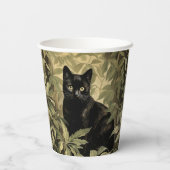Zwarte kat in het weelderige bos papieren bekers (Achterkant)