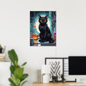 Zwarte Kat in Laboratorium Poster (Thuiskantoor)