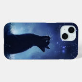 Zwarte kat in magische sterrenweide Case-Mate iPhone case (Achterkant (horizontaal))
