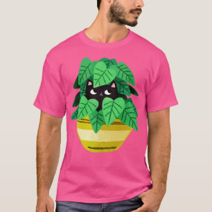 Zwarte kat in planter t-shirt