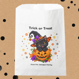 Zwarte Kat in Pompoen Trick or Treat Bedankzakje