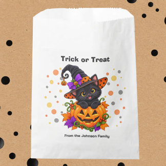 Zwarte Kat in Pompoen Trick or Treat Bedankzakje