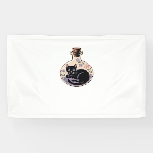 Zwarte Kat in Potion Bottle Classic T-shirt Spandoek (Horizontaal)