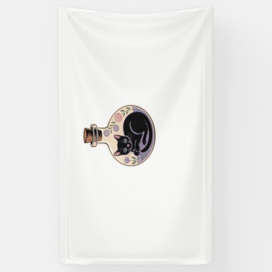 Zwarte Kat in Potion Bottle Classic T-shirt Spandoek (Verticaal)