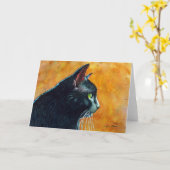 Zwarte Kat in Profiel, Kietelend gevoelens Kaart (Gele Bloem)