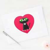 Zwarte kat in rood hart rechthoekige sticker (Envelop)