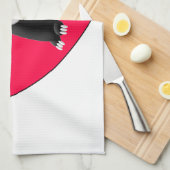 Zwarte kat in rood hart theedoek (Quarter Fold)