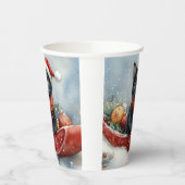 Zwarte kat in slee laat het sneeuwen Kerstmis Papieren Bekers (Links)