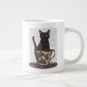 Zwarte kat in Teacup Extra Grote Beker (Rechts)