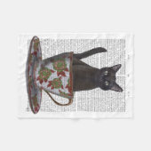 Zwarte kat in Teacup Fleece Deken (Voorkant (Horizontaal))