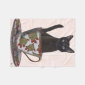 Zwarte kat in Teacup Fleece Deken (Voorkant (Horizontaal))