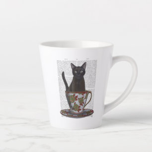 Zwarte kat in Teacup Latte Mok