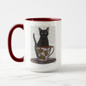 Zwarte kat in Teacup Mok (Links)