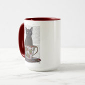 Zwarte kat in Teacup Mok (Voorkant links)