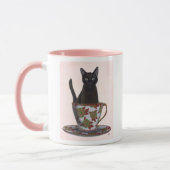 Zwarte kat in Teacup Mok (Links)