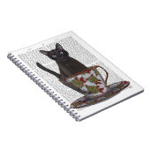 Zwarte kat in Teacup Notitieboek (Rechterzijde)