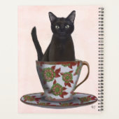 Zwarte kat in Teacup Planner (Achterkant)