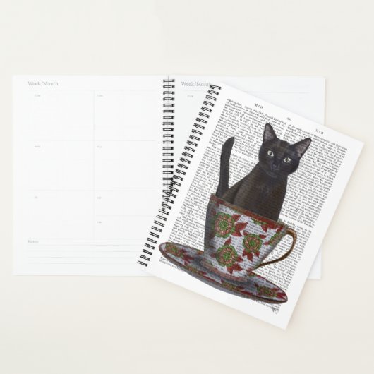 Zwarte kat in Teacup Planner (Display)