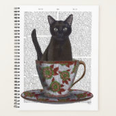 Zwarte kat in Teacup Planner (Voorkant)