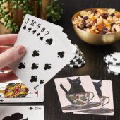 Zwarte kat in Teacup Pokerkaarten (Insitu)