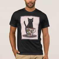 Zwarte kat in Teacup