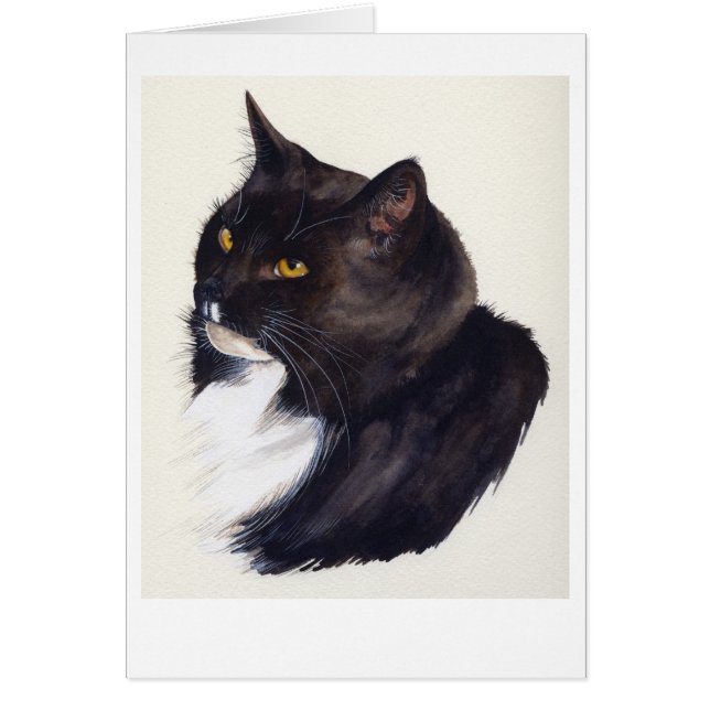 Zwarte kat in Waterverf geplakt (Voorkant)