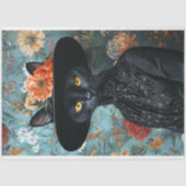  zwarte kat in zwarte jurk Decoupage Tissuepapier (Voorkant)