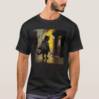 Zwarte Kat Ingenieur Rengend T-shirt