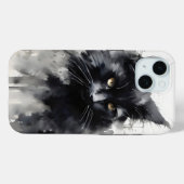 Zwarte kat inkt schilderij Case-Mate iPhone case (Achterkant (horizontaal))