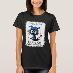 Zwarte kat is prima in fijne diabetes bewustzijn b t-shirt