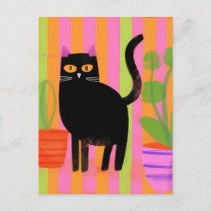 Zwarte kat is schattig briefkaart