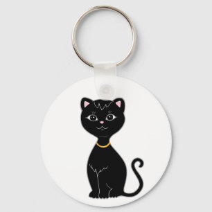 Zwarte kat is schattig sleutelhanger