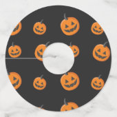 Zwarte kat Jack o'Lantern Halloween Patroon Wijnglaslabel (Achterkant)