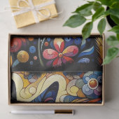 Zwarte Kat Kat Bloemen Whimsical Decoupage Tissuepapier (Geschenk)