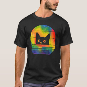 Zwarte Kat Kat Kattige kat LGBTQ trots LGBT Vlag T-shirt