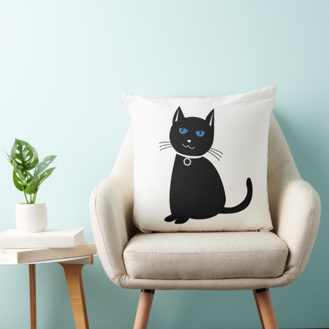 Zwarte Kat Kat Kussen (Stoel)