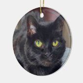 Zwarte kat keramisch ornament (Links)