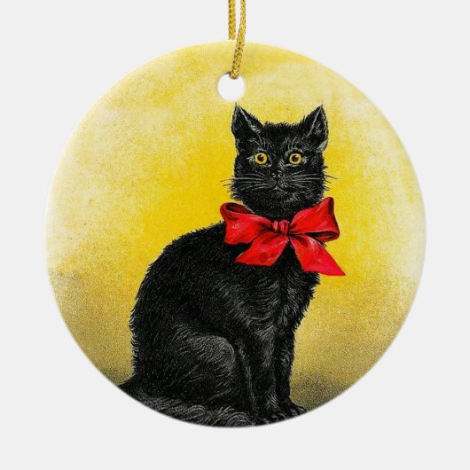  zwarte kat keramisch ornament (Voorkant)