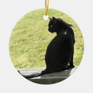 Zwarte kat keramisch ornament