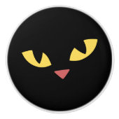 Zwarte kat keramische knop (Voorkant)