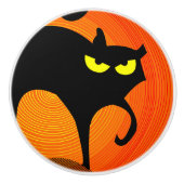 Zwarte kat keramische pull knop (Voorkant)