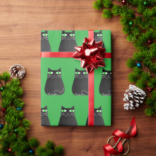 Zwarte Kat Kerst Cadeaupapier