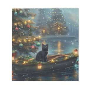 Zwarte Kat Kerst Festive Reis Notitieblok
