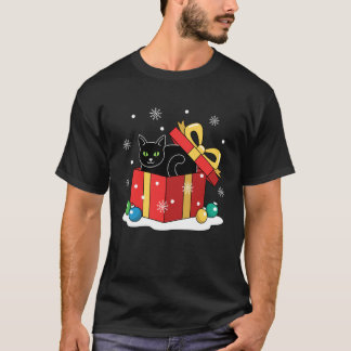 Zwarte Kat Kerst Liefde Vakantie Sneeuw Meowy Katm T-shirt