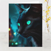 Zwarte Kat kerstkaarten Kaart (Gele Bloem)