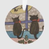 Zwarte kat kerstkerst Acrylboomdecoratie Ornament (voorkant)