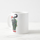 Zwarte kat-kerstkerstkerstkerstman in de gaten koffiemok (Voorkant links)