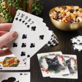 Zwarte Kat Kerstkrans Feestelijke Kitten Pokerkaarten (Insitu)