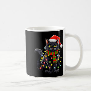 Zwarte Kat Kerstman Santa Hoed Grappige Meowy Katt Koffiemok