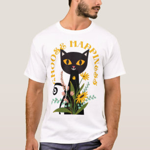 Zwarte kat kerstmis Kies voor geluk Happy Xmas T-shirt